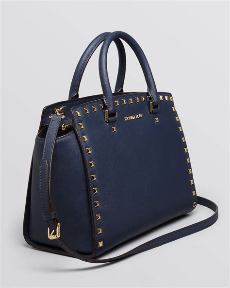 michael kors collins stud black small satchel bag|MICHAEL Michael Kors Women's Collins Stud Medium Leather .